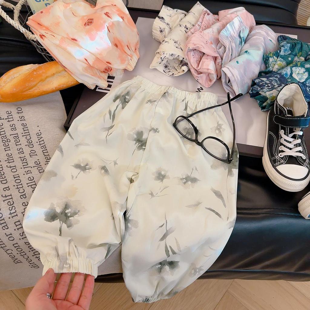 Meisjes Bloemen Wijde Pijp Anti-Mug Zomerbroek - Casual Koreaanse Stijl Lange Kinderbroek