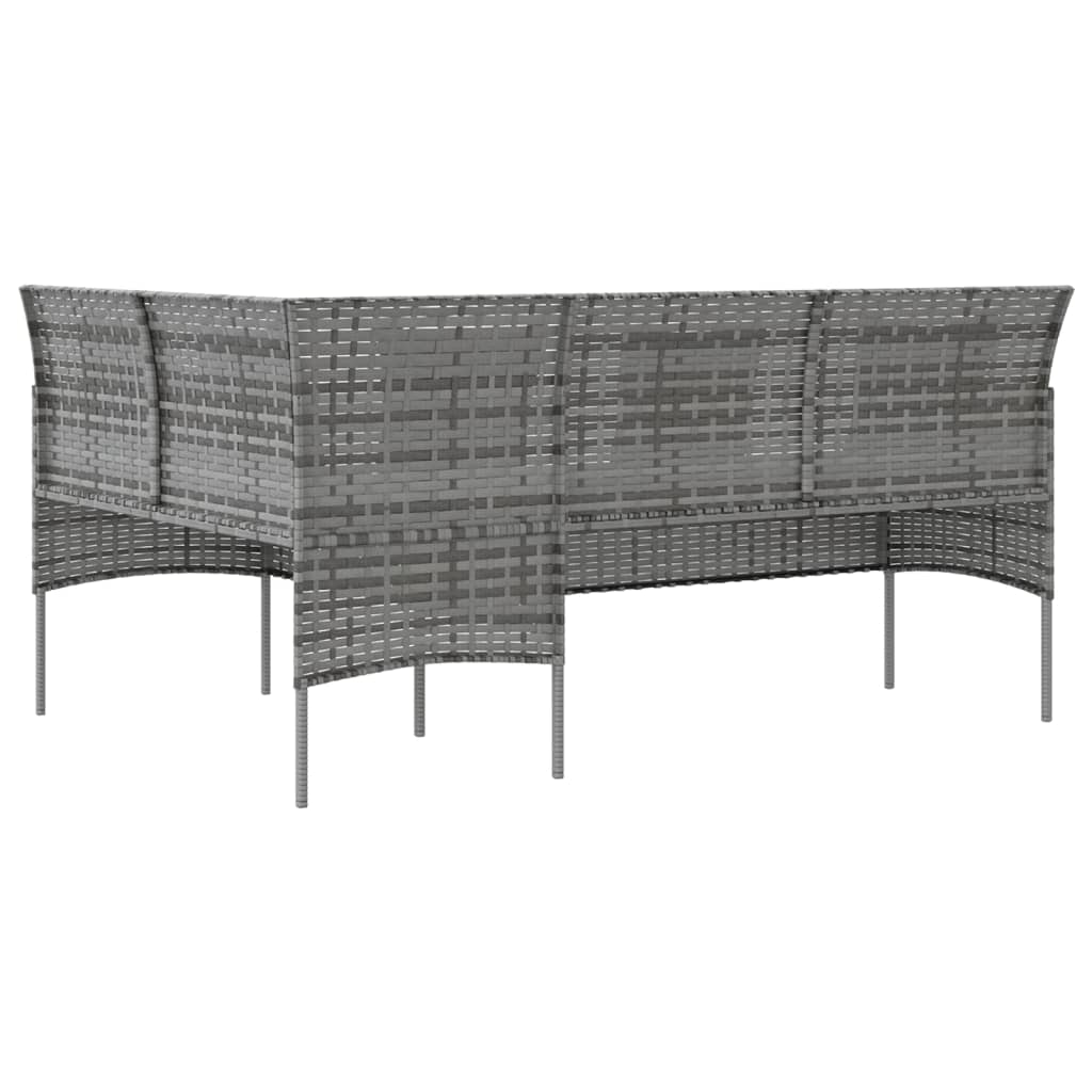 L shaped Sofa with Cushions Poly Rattan Grey