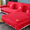 Sofa Cushion Universal In All Seasons, Happy Character Embroidery Wedding Room, Red Non-Slip, High-End Seat Cushion, All-Inclusive Sofa Cover