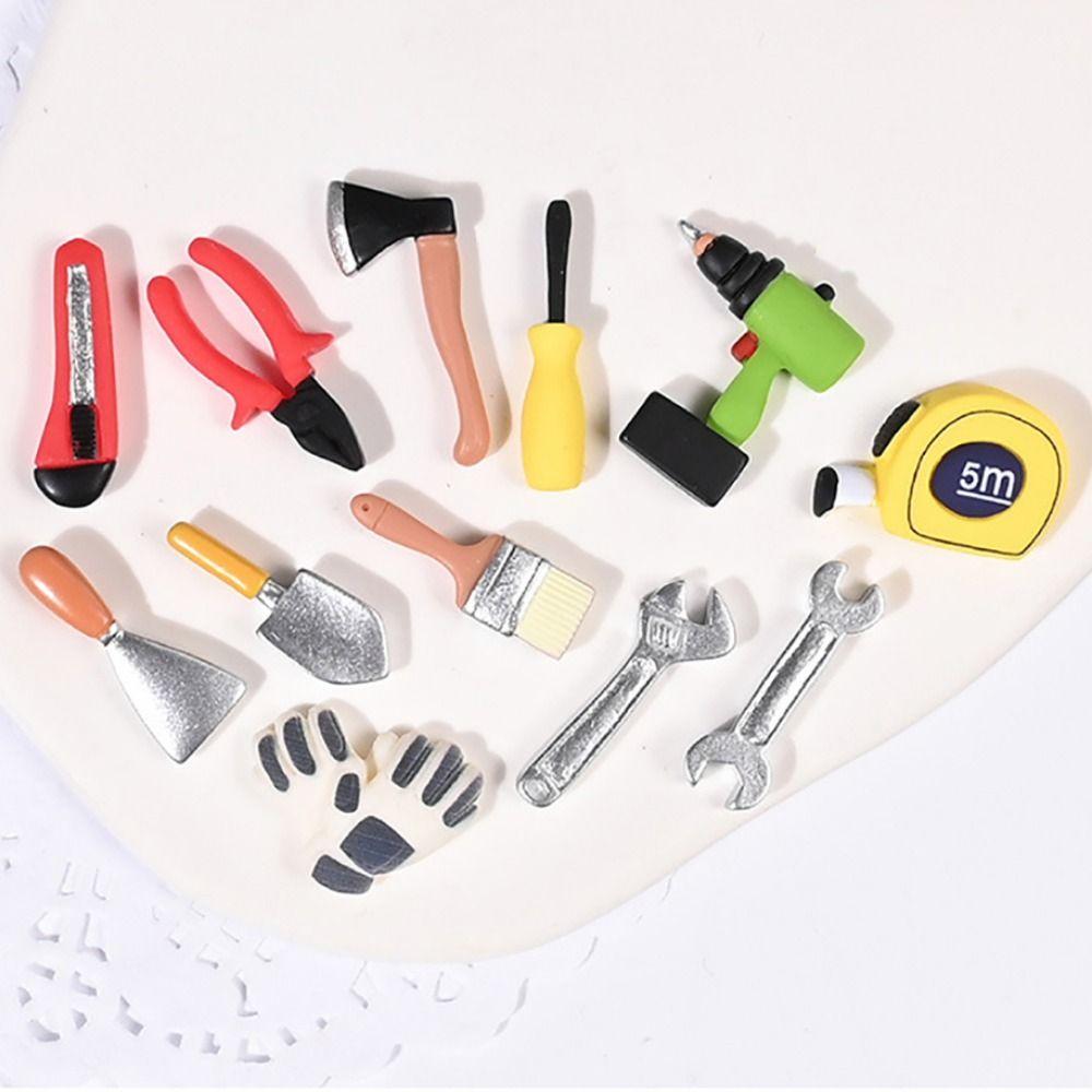 14PCS Mulitoclor Dollhouse Repair Tool Resin Miniature Simulated Pliers Doll Scene Model Doll House