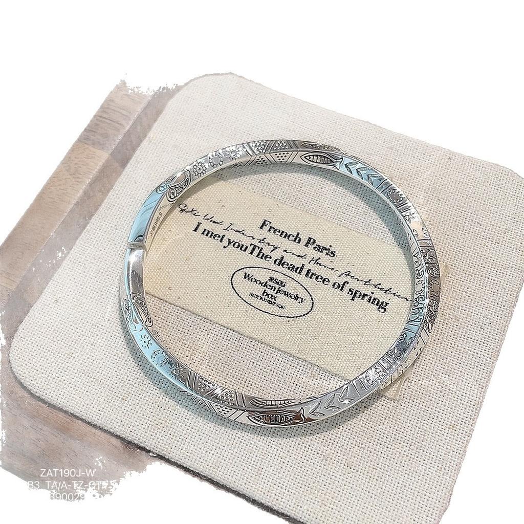 Fu's Foot Silver 999.9 Retro Totem Bracelet Solid Open Sterling Silver Bracelet Niche Design Ethnic Style