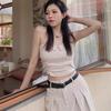 Fashion Summer Sexy Tube Top Sexy Tops Women's Ruched Short Fashion Tape Sleeveless Tight Vest