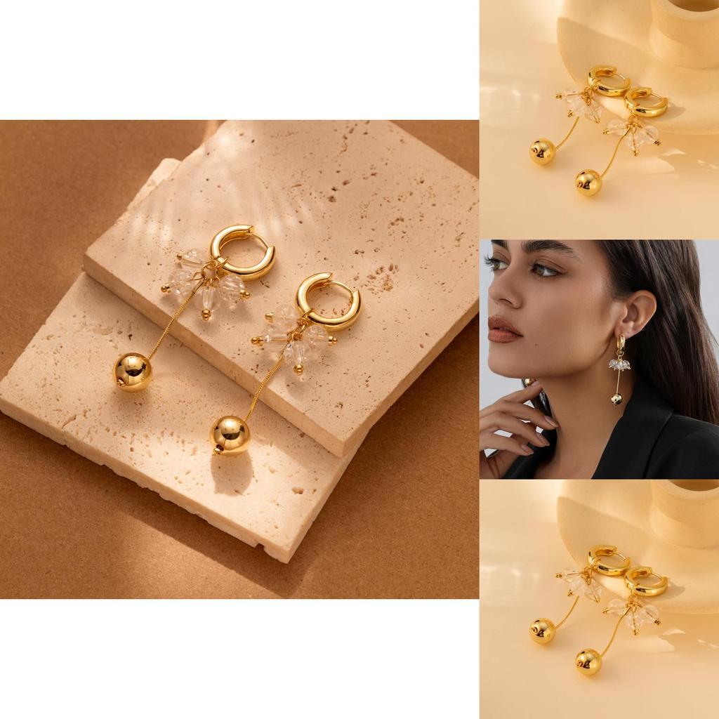 Modern Long Gold Chain Earrings For Women Featuring Geometric Alloy Design