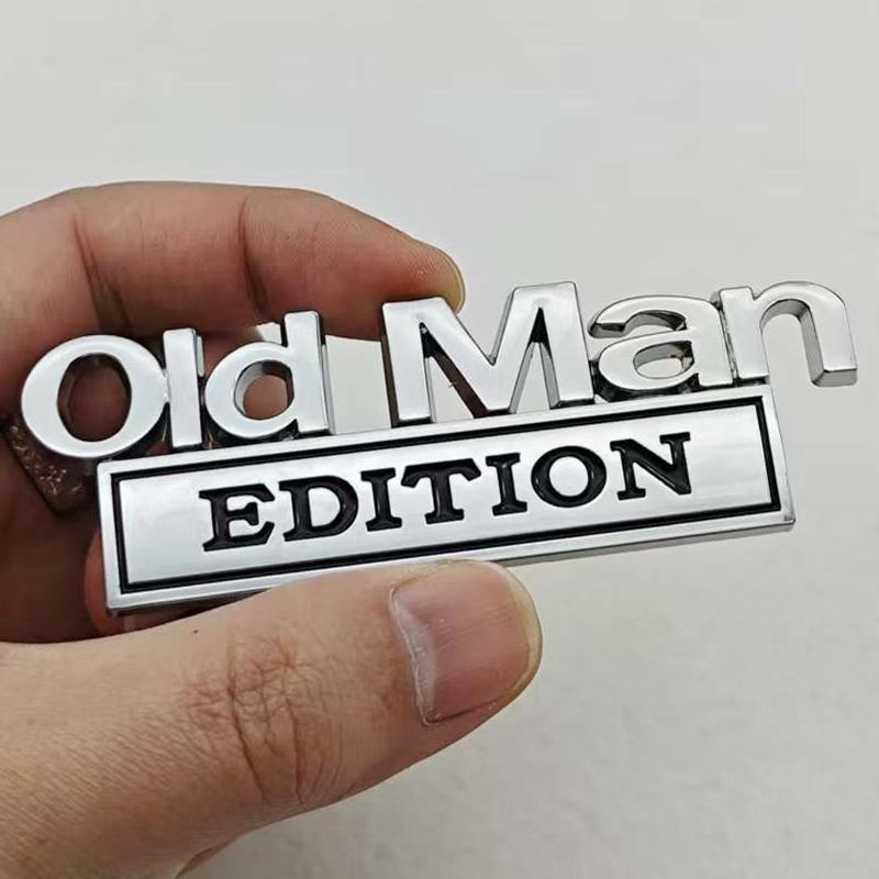 Old Man Edition 3D Emblem Sticker Badge Fender Funny Decals Car Truck Replacement Door Decoration for Universal Car SUV