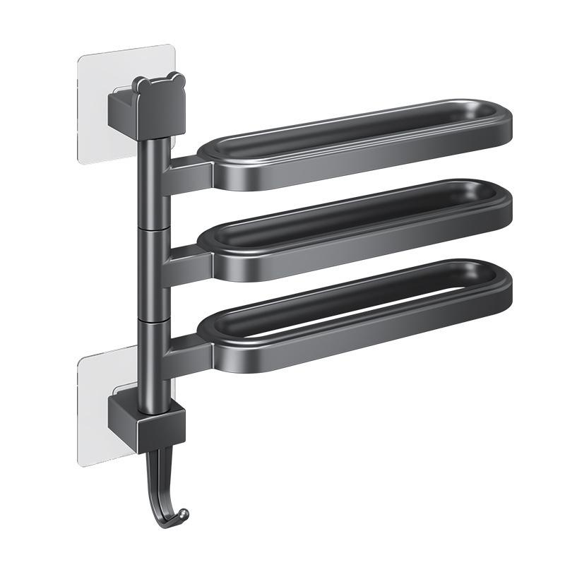 Wall-Mounted No-Drill Rotating Towel Rack and Shelf for Bathroom Storage