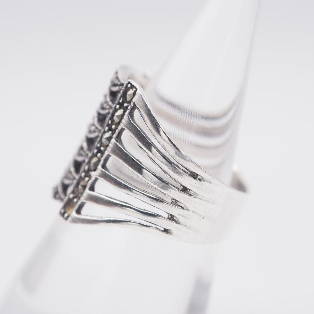 Used X941 Marcasite Marcasite 925 Engraved Ring Design Silver Ring Vintage No. 14