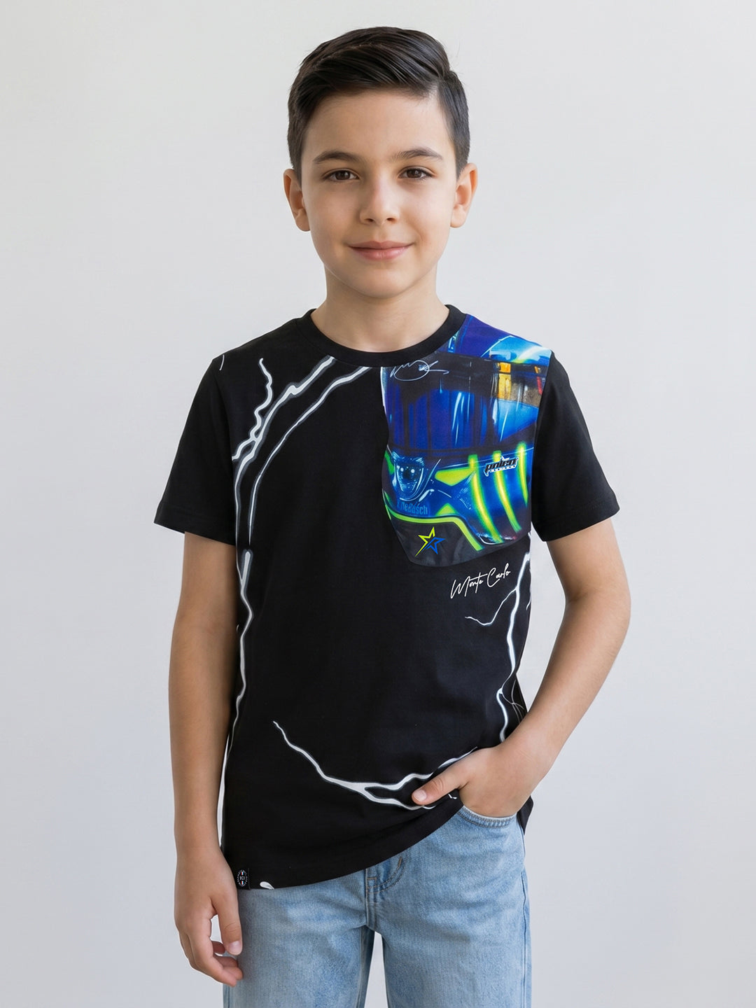 Monte Carlo Boy Regular Fit Black Tshirt 4-5 Years