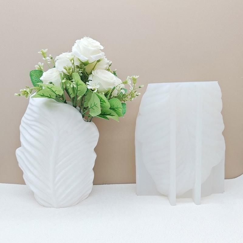 Concrete Moulds Plant Pots Mold Leaf Pattern Hand-making Silicone Molds Silicone  for Making Flowerpot Vase