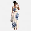 New European and American style printing tube top two-piece set women's summer high waist long dress fashion temperament set