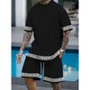 Minimalist Men's Casual Short Sleeved Set, Solid Color Round Neck Top and Shorts Two-piece Set, Suitable for Summer