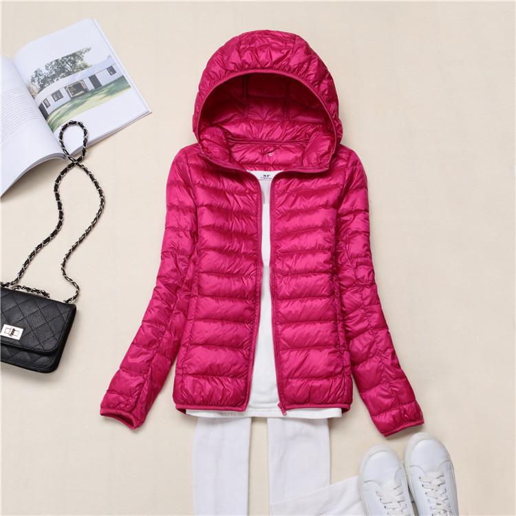 Autumn and winter new women's hooded light down jacket short casual thin down jacket large size winter clothing