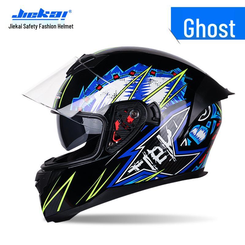 Jiekai Full Face Motorcycle Helmet – Unisex, All-Season, Cool and Safe Racing Design