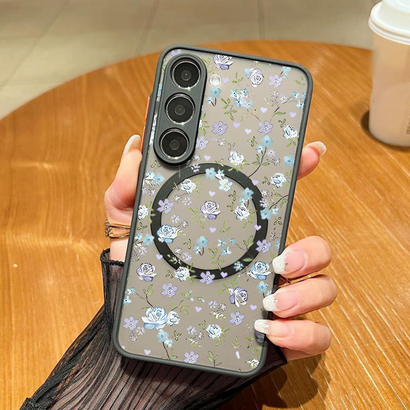 

Colorful Flowers Print Magnetic Phone Case For Samsung Galaxy A37 A17 A56 A36 A55 A35 A26 A16 A25 A15 A54 A14 Acrylic Back Cover Galaxy A56