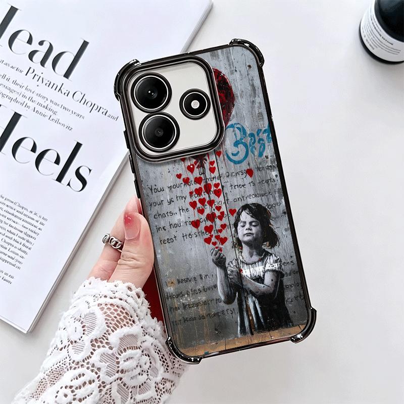 B-Banksy Art Graffiti Artist Plating Phone Case For Xiaomi Redmi Note 14 15 Pro Plus 13 12 11 11S 11T 10 9S 9 5G Anti-Fall Airab