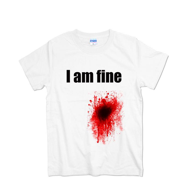 

I Am Fine Printed Short Sleeve Cotton T-Shirt Loose Fashion Comfortable Men s and Women s Autumn and Winter Innerwea Funny 4XL