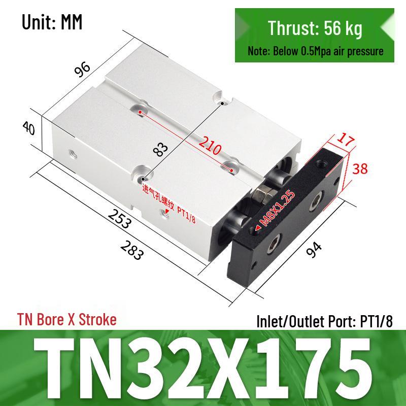 TDA Double-Axis Double-Rod Large Thrust Cylinder - Sizes: 10/16/20/25/32/40/50mm X 20/50/75mm
