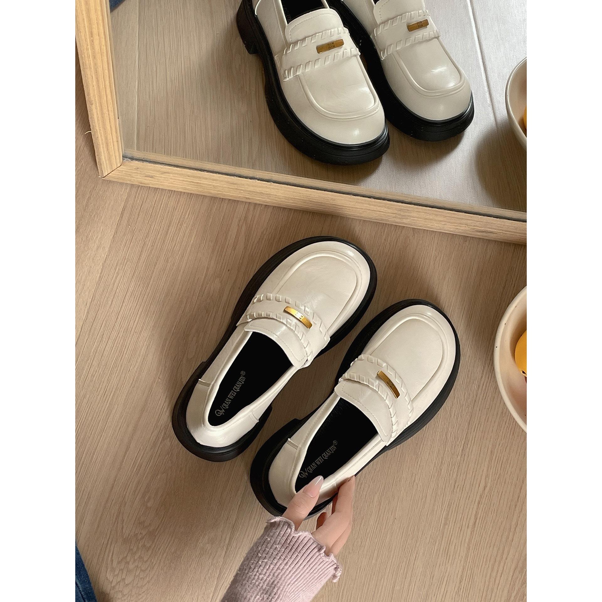 Белые британские платформенные jk маленькие кожаные туфли женские мягкие лоферы 40 коричневый 3700₽