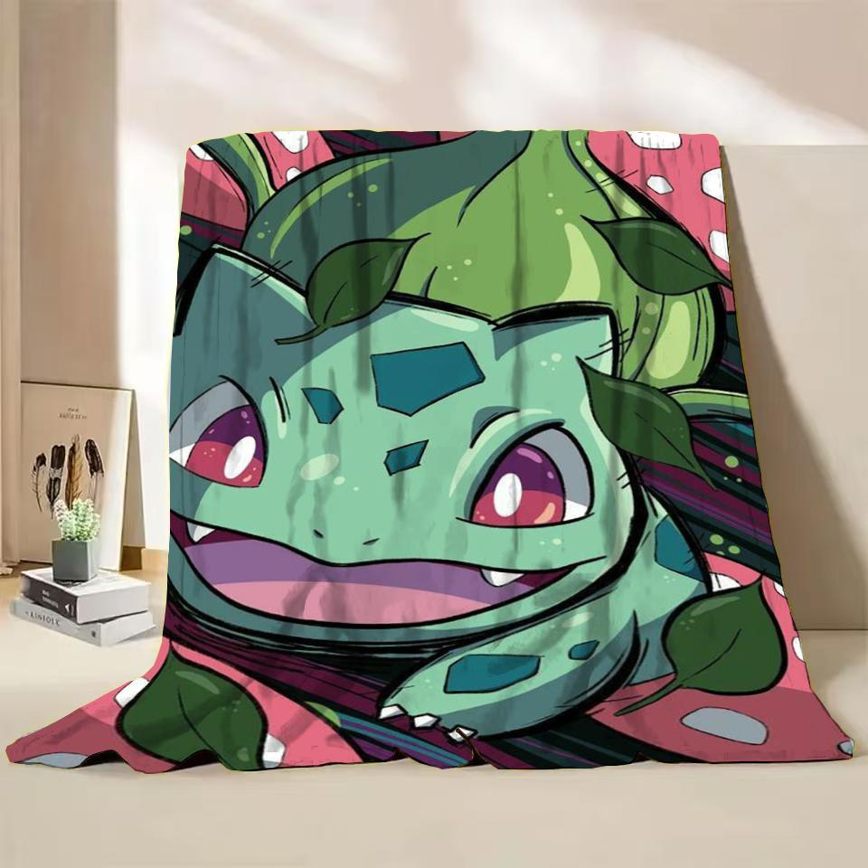 Pokemon Bulbasaur Flannel Throw Blanket for Bed Sofa Home Bedroom Office Travel Children's Cover Blankets Kids Winter Warm Gifts