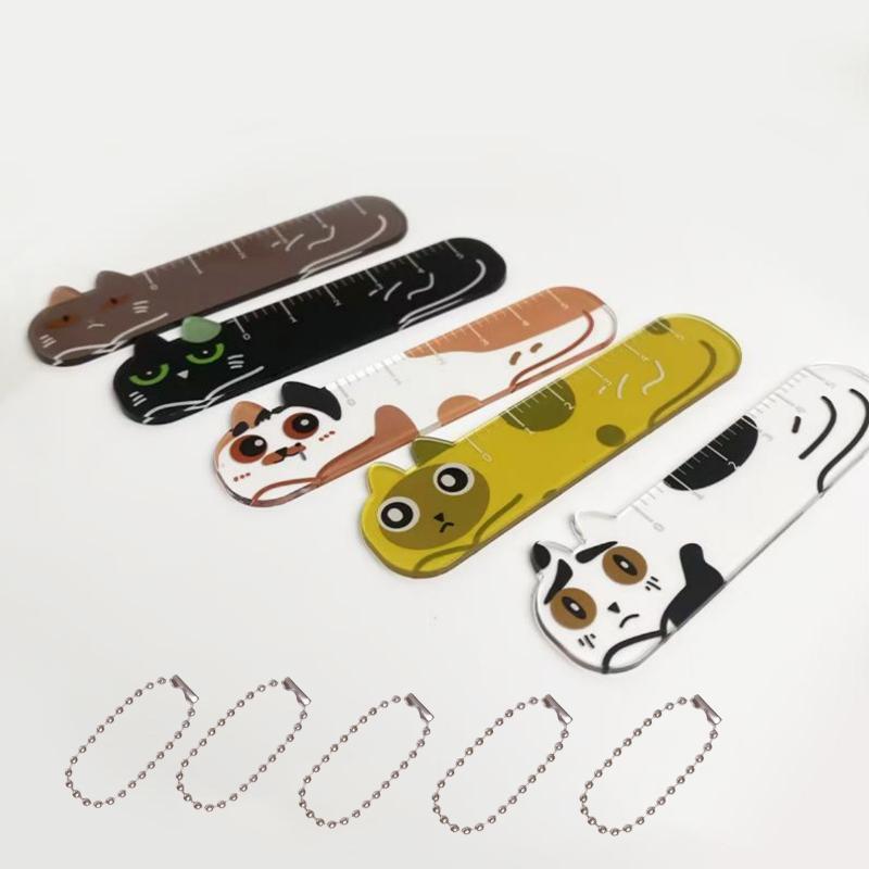 Cute Cartoon Animal Cat Dog Ruler Mini 5cm Portable Stationery Ruler Pendant Backpack Charm Student Prize Student Reward Gifts
