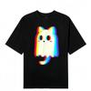 Trippy Vaporwave Ghost Cat Halloween Techno Rave EDM Men's Women's T-Shirt Graphic
