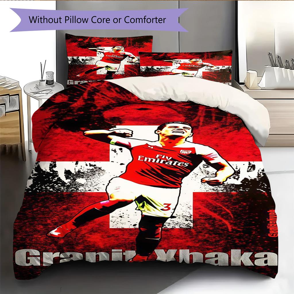 Arsenal F.C Pattern Bedding Quilt Set Quilt Cover Pillowcase Home Decoration Birthday Gift (1 * duvet cover + 2 * pillowcase, without core)