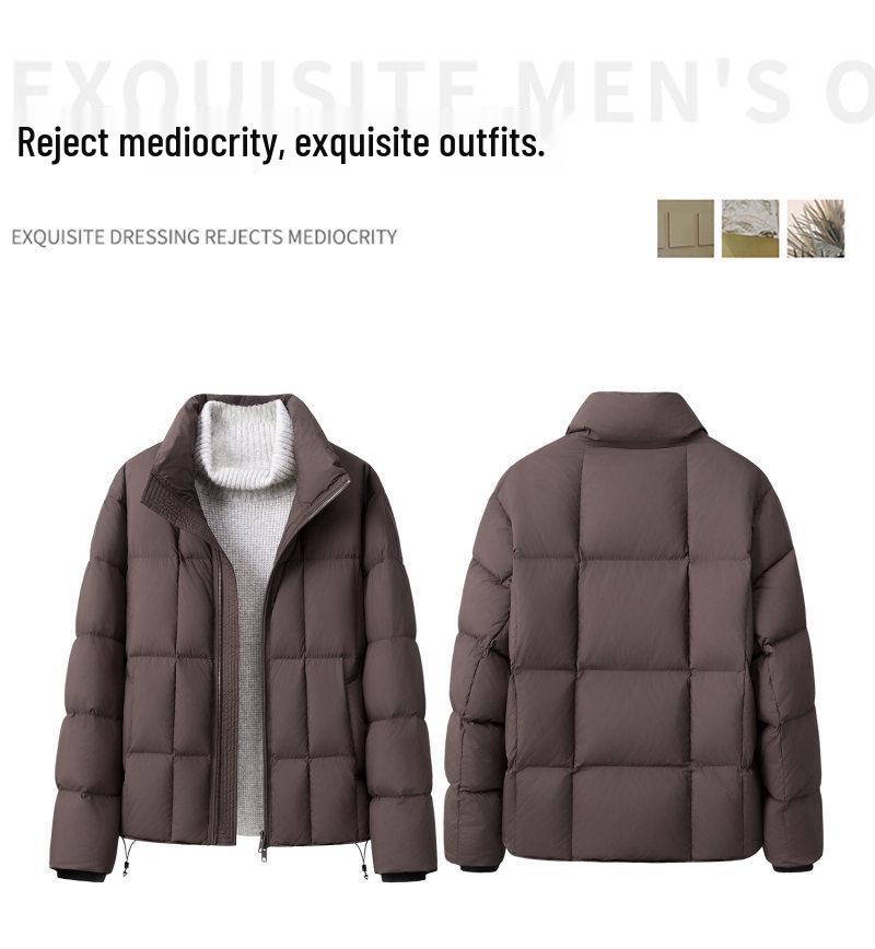 Men's 2025 Trendy Stand Collar Short Down Jacket - Casual Thick Warm White Duck Outerwear
