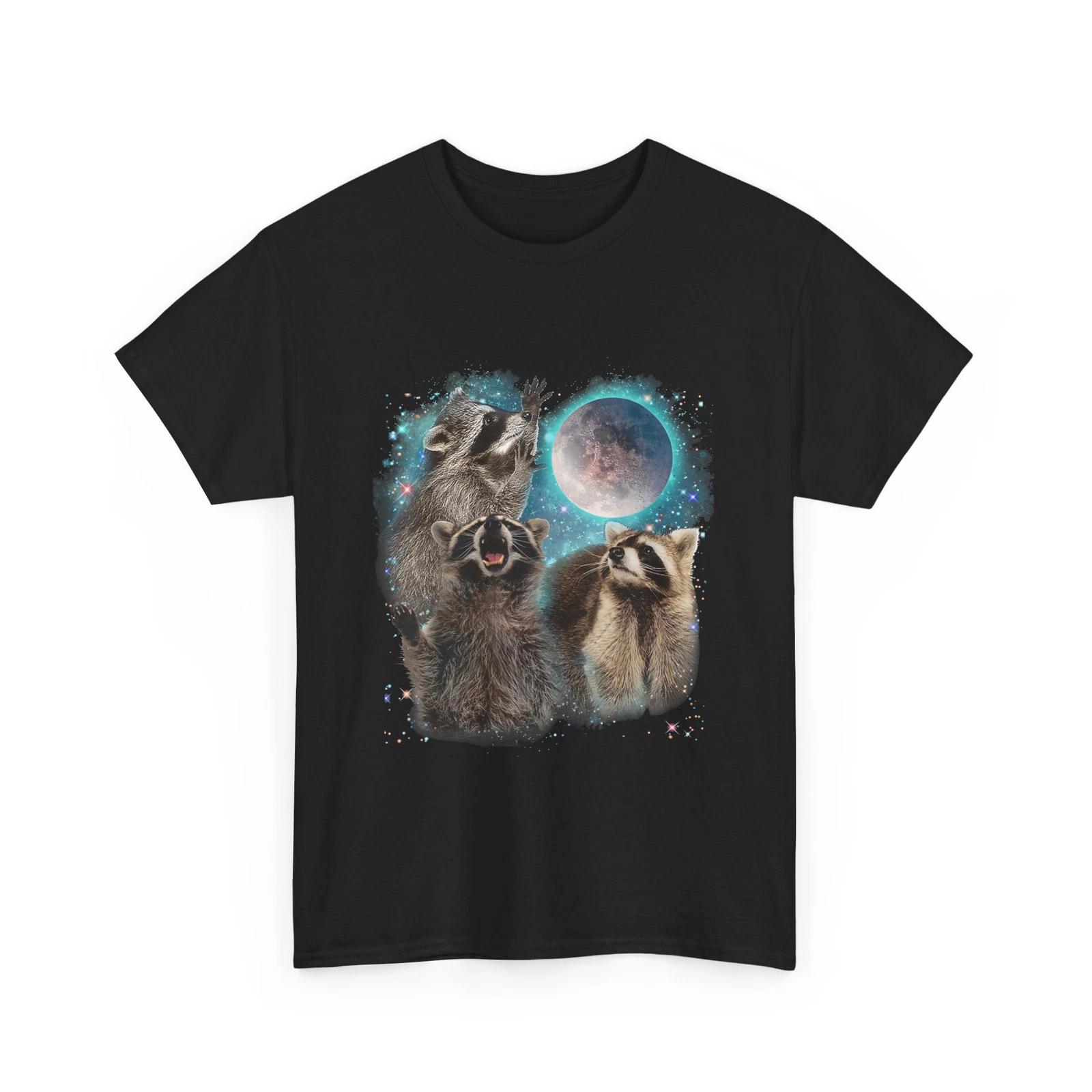 3 Racoon Moon Howling Raccoon Head Funny For Men, Women, Kid T shirt 2XL