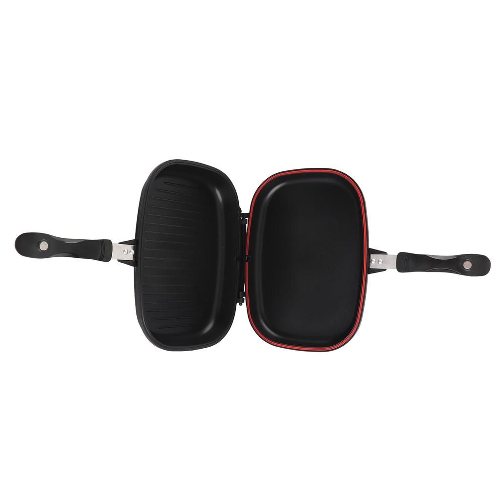 Grill Pan Frying Double Side Portable Anti‑Burn Handle Kitchen Supplies Grill Pot 32cm 12.6in