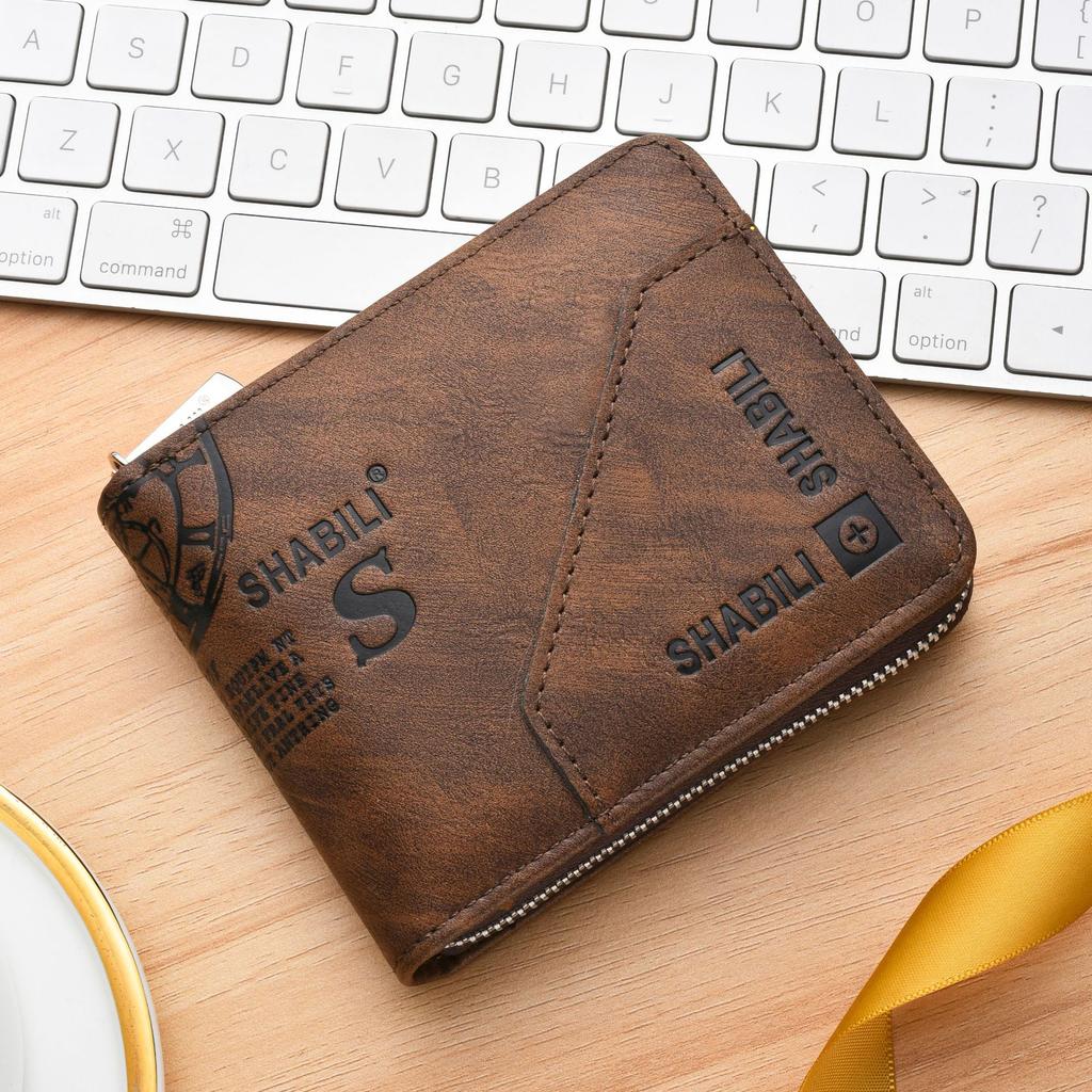 Men's Wallet Zipper Retro Short Horizontal