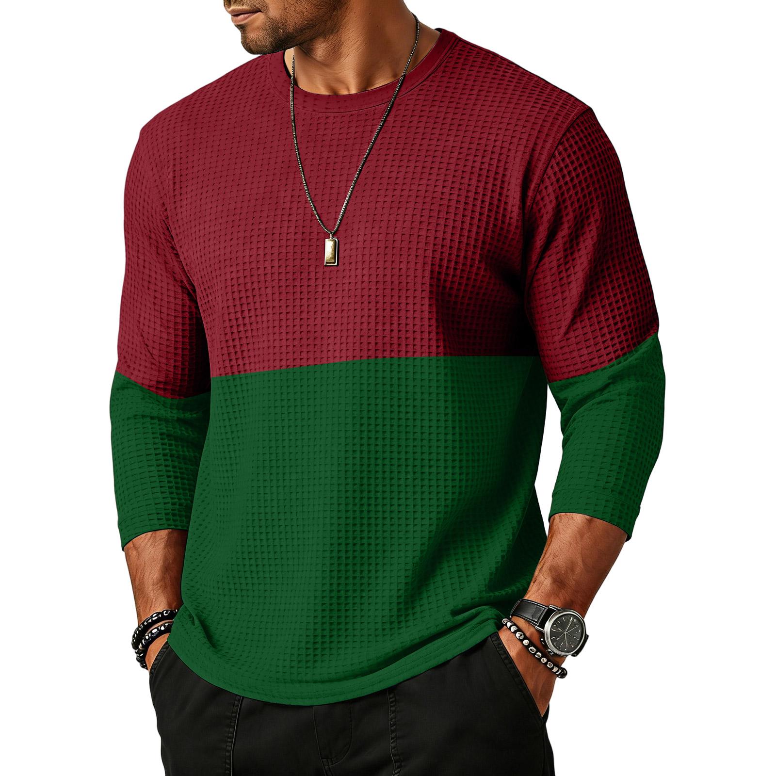 

Мужская спортивная футболка для отдыха Waverg с круглым вырезом и рукавами три четверти M винный