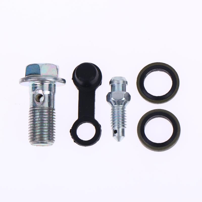 Motorcycle Brake Bleed Screw Banjo Bolt 1Set Heat Resistant M10*1.0mm M10*1.25mm for Racing Motorbike Modification m10x1.0 silver