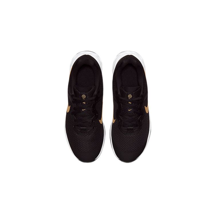 Nike Revolution 6 GS Svart Metallisk Gull Barnesko Hvit DD1096-002