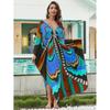 Vacation dress, long robe, loose positioned print beach cover-up, bikini dress