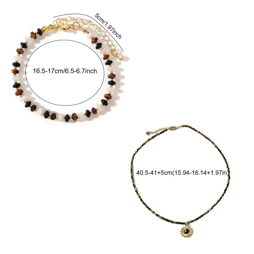 Natural Tiger Eye Stone Handmade Necklace High-end Sweater Chain Beaded Pendant  Collarbone Chain