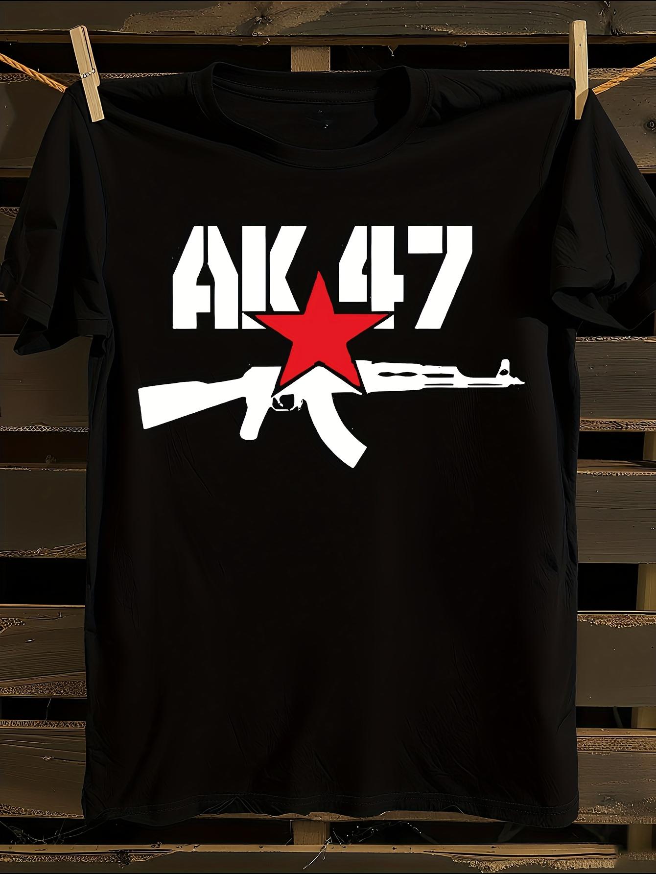 AK-47 Rifle and Bullet Casings Graphic T-shirt XXXL