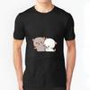 Peach and Goma Mochi Cat Bite T Shirt Men DIY Print Peach Cat Goma Mochi Cat Kitty Cute Romantic Kawaii Boyfriend Tops