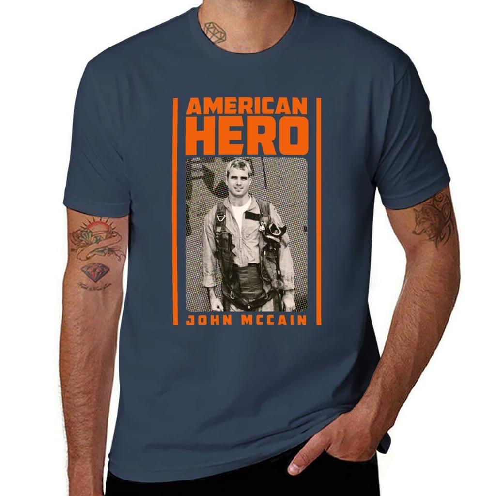 John Mccain American Hero Tshirt Minimalist Plain Crew Neck Tshirt