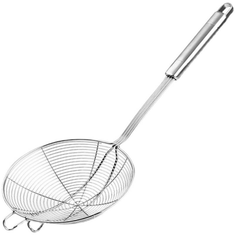 Stainless Steel Colander for Scooping Dumplings and Noodles - Deep-Fried Double Hook Kitchen Strainer