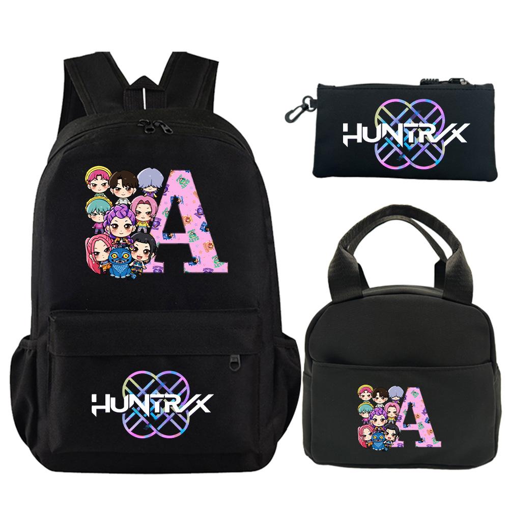 3Pcs/set 26 English Letter Printed Backpack with Shoulder Bag Pencil Case for Teenager Student Boy Girl Schoolbag Large Capacity Bookbag Kid Gift