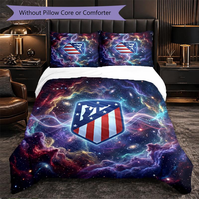 Set Lenzuola Atletico Madrid Modello 3 Pezzi Morbida Copripiumino in Microfibra con Federe per Camera da Letto