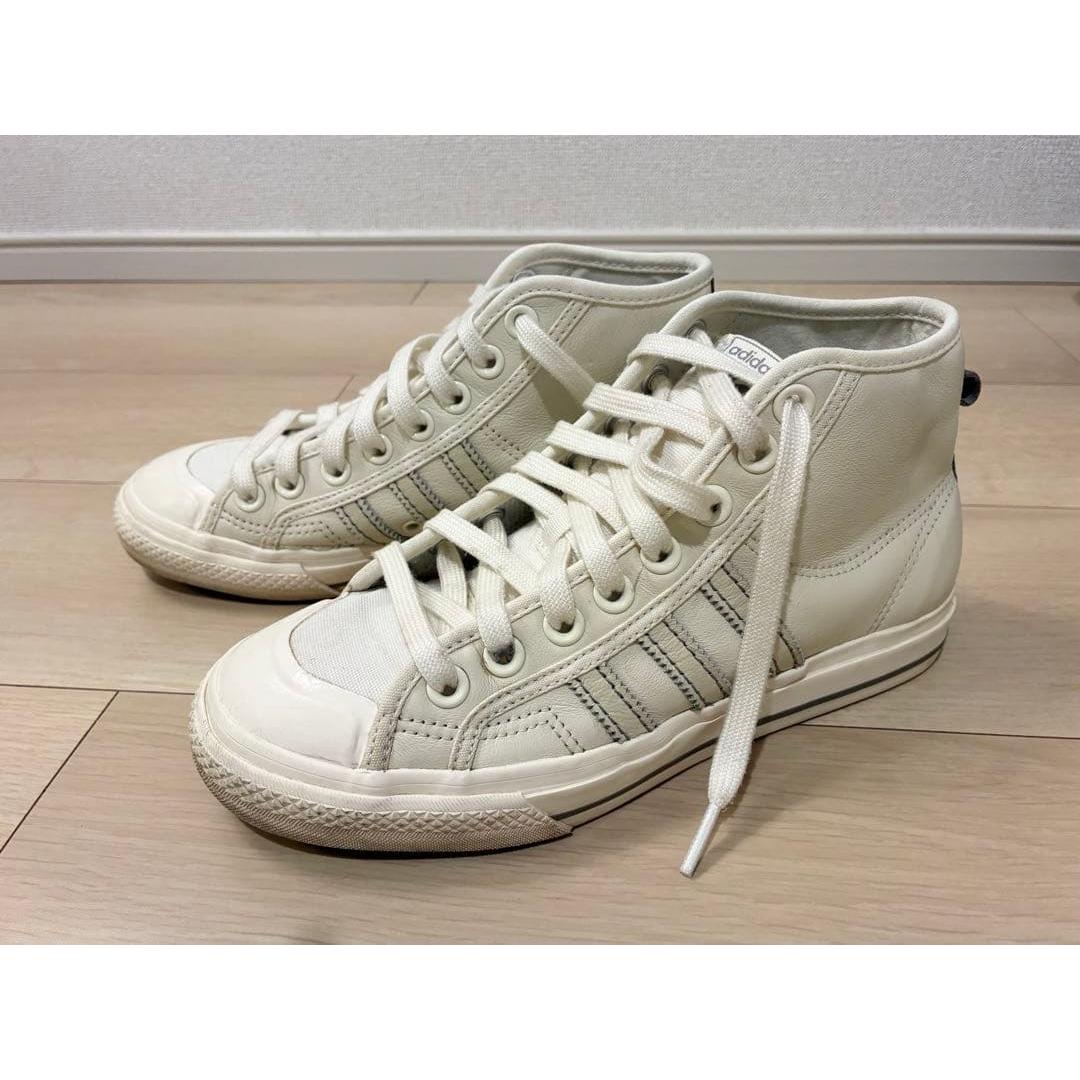 Used adidas Nizza Hi White Sneakers Canvas Leather