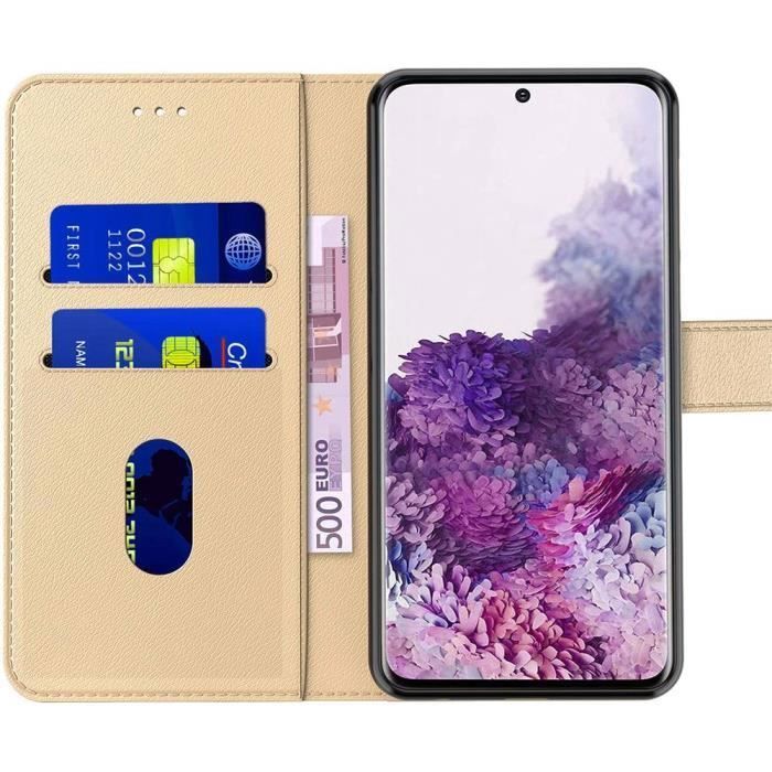 Coque - PROSHOP - Pour Samsung S20 Ultra - Rangement Billet - Anti Rayure - Anti-Choc - Doré