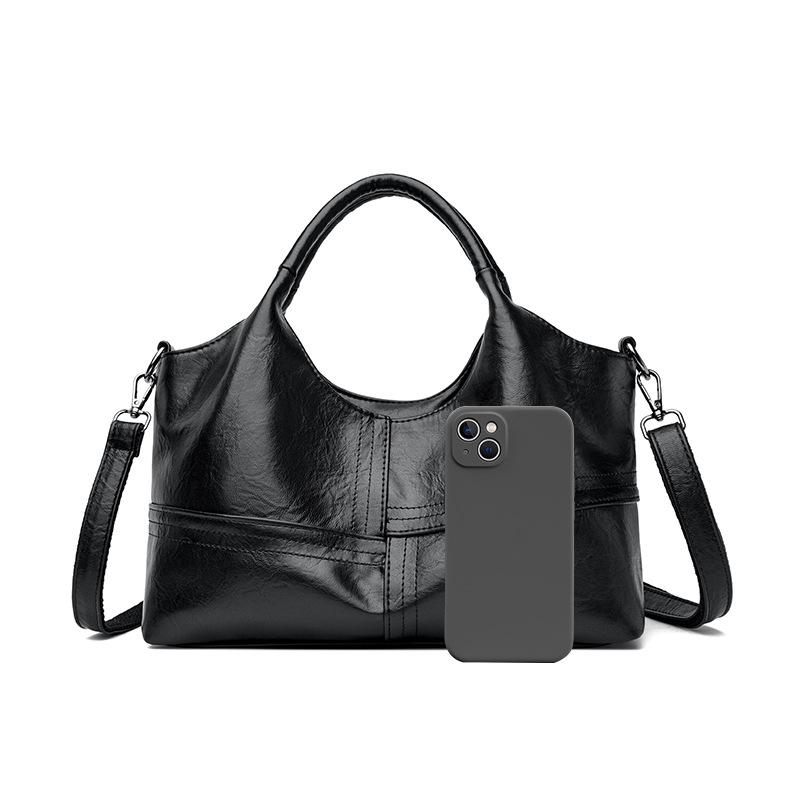 Fashionable Patchwork Women's Handbag, Middle-aged Mother's Bag, Large-capacity Single-shoulder Crossbody Bag for Commuting