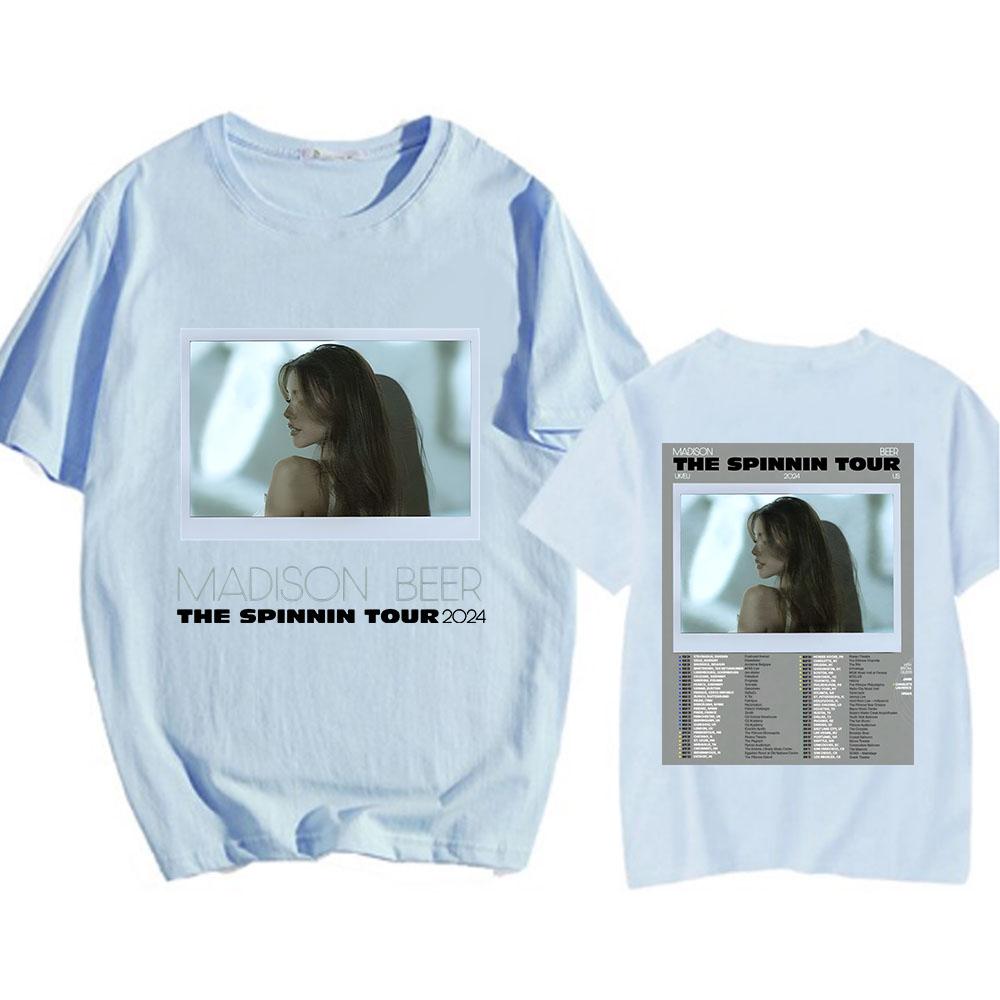 Madison Beer The Spinning Tour 2024 Tshirts Double Side Graphic Printing Teeshirt Cotton Short Sleeve WomenUnisex Tshirts Summer
