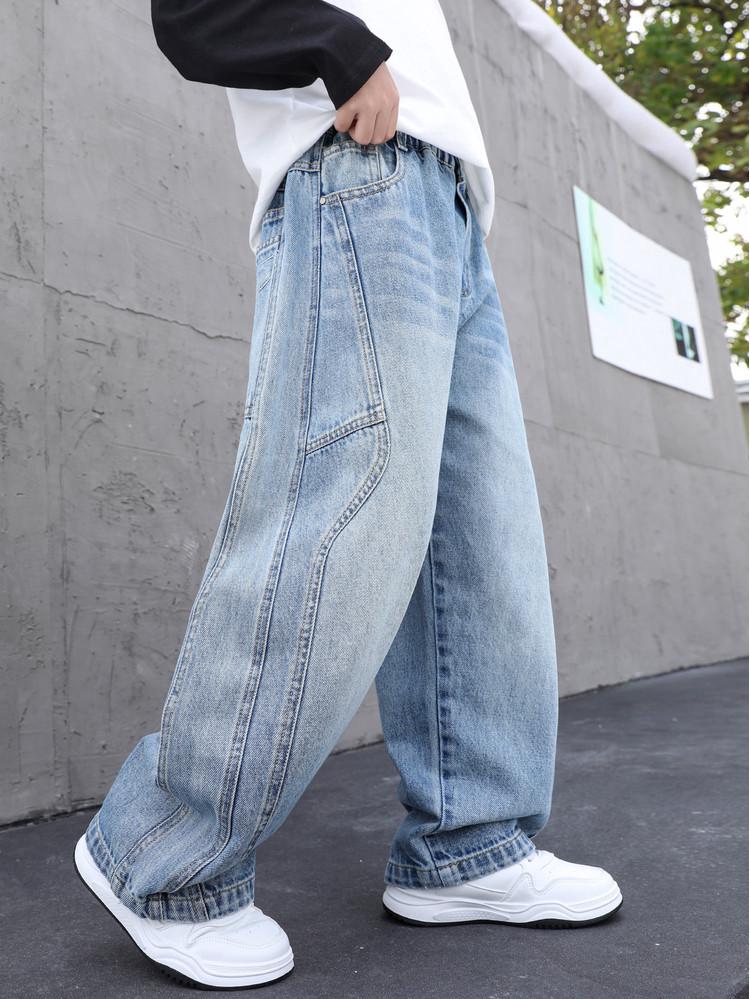 Boys' Spring & Autumn Straight Leg Cargo Jeans - Trendy Cool Style for 2026