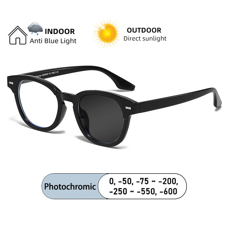 New Luxury Rivet Elliptical Frame Myopia Glasses Prescription Nearsight Anti Blue Light Men Eyewear