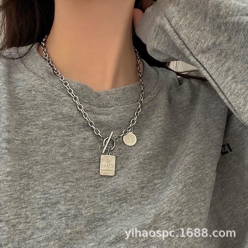 Neutral Style Niche Design Titanium Steel Zircon Pendant Necklace Male Versatile Couple Hip Hop Cuban Chain Collarbone Chain