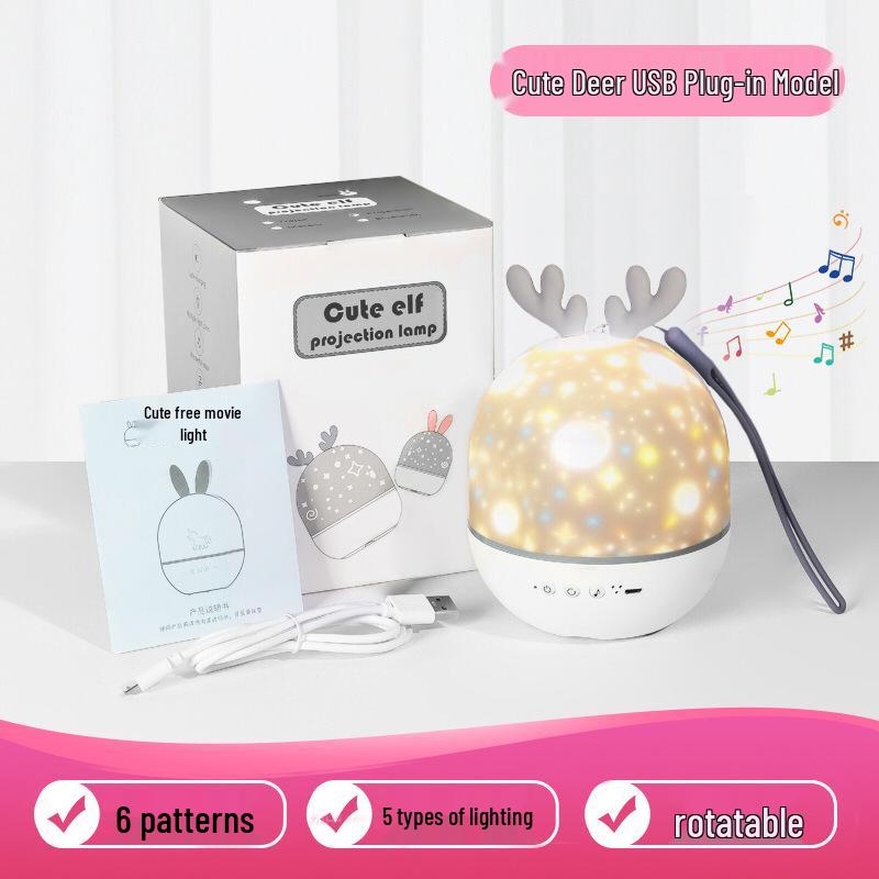 Rabbit Starry Sky Projector Light, Bluetooth Music Night Light, Ideal Birthday Gift