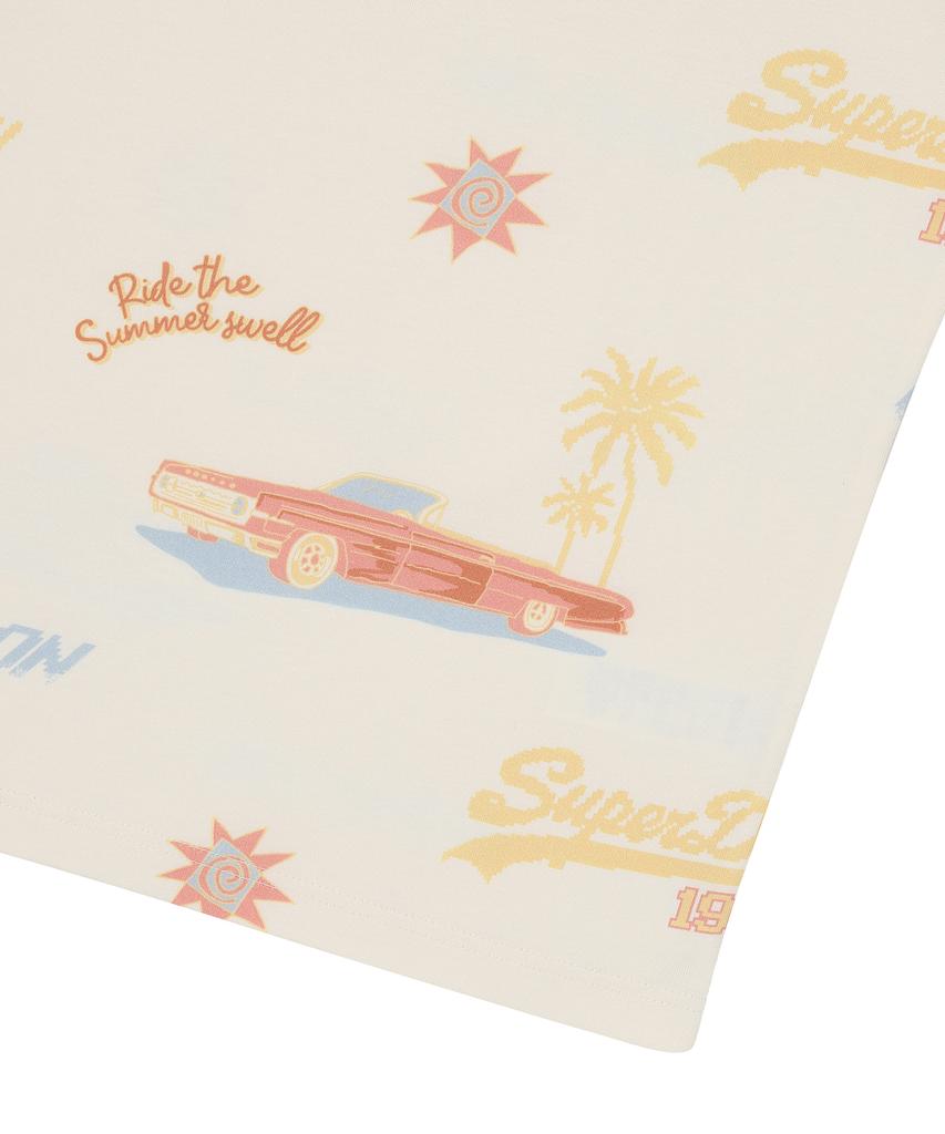 Syupeodeulai Street Surfer Pattern T-Shirt Cream