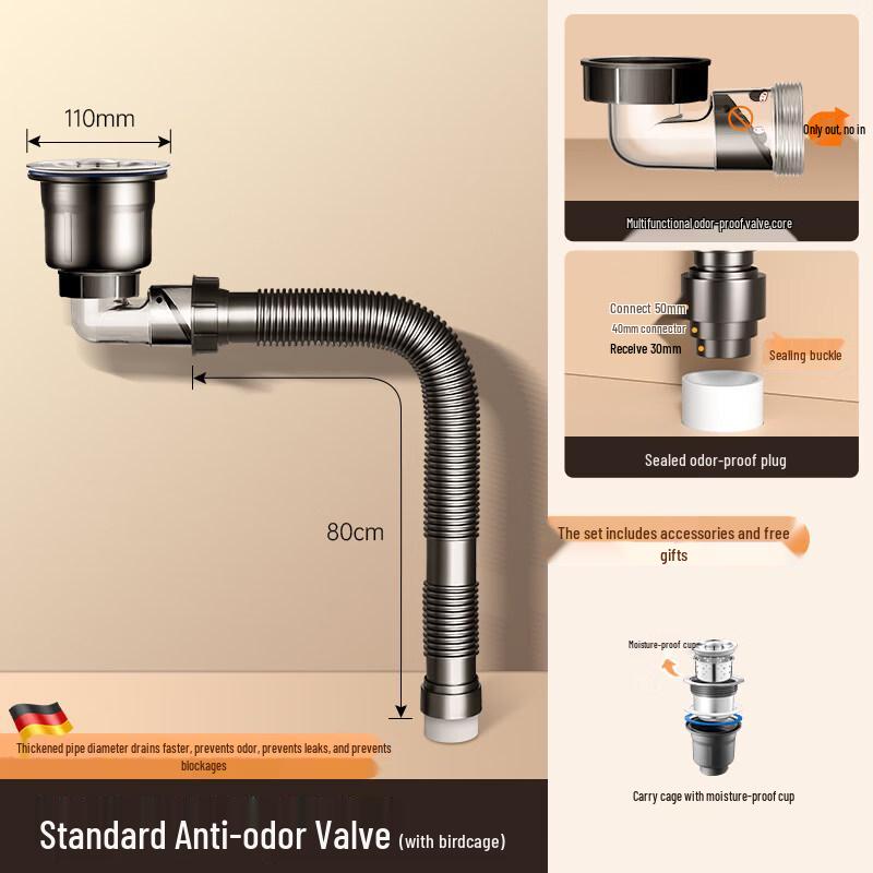 Kitchen Single Sink Drain Pipe Set